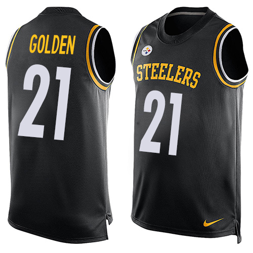 Men's Limited Robert Golden Nike Jersey Black - #21 Player Name & Number Tank Top NFL Pittsburgh Steelers